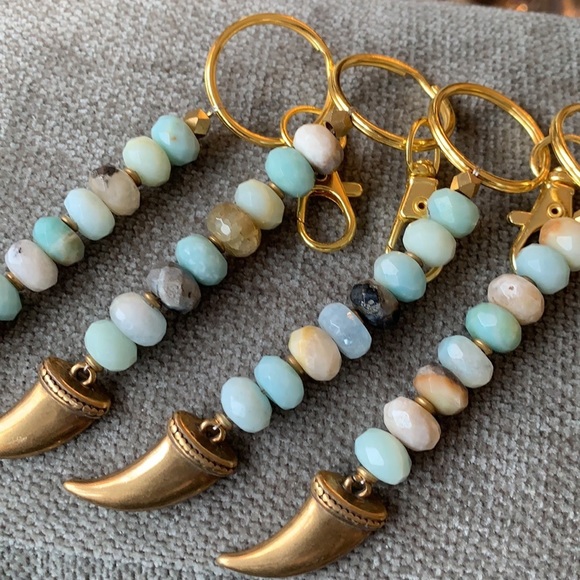 💕HP💕Amazonite beaded tusk handmade keychain - Picture 8 of 11